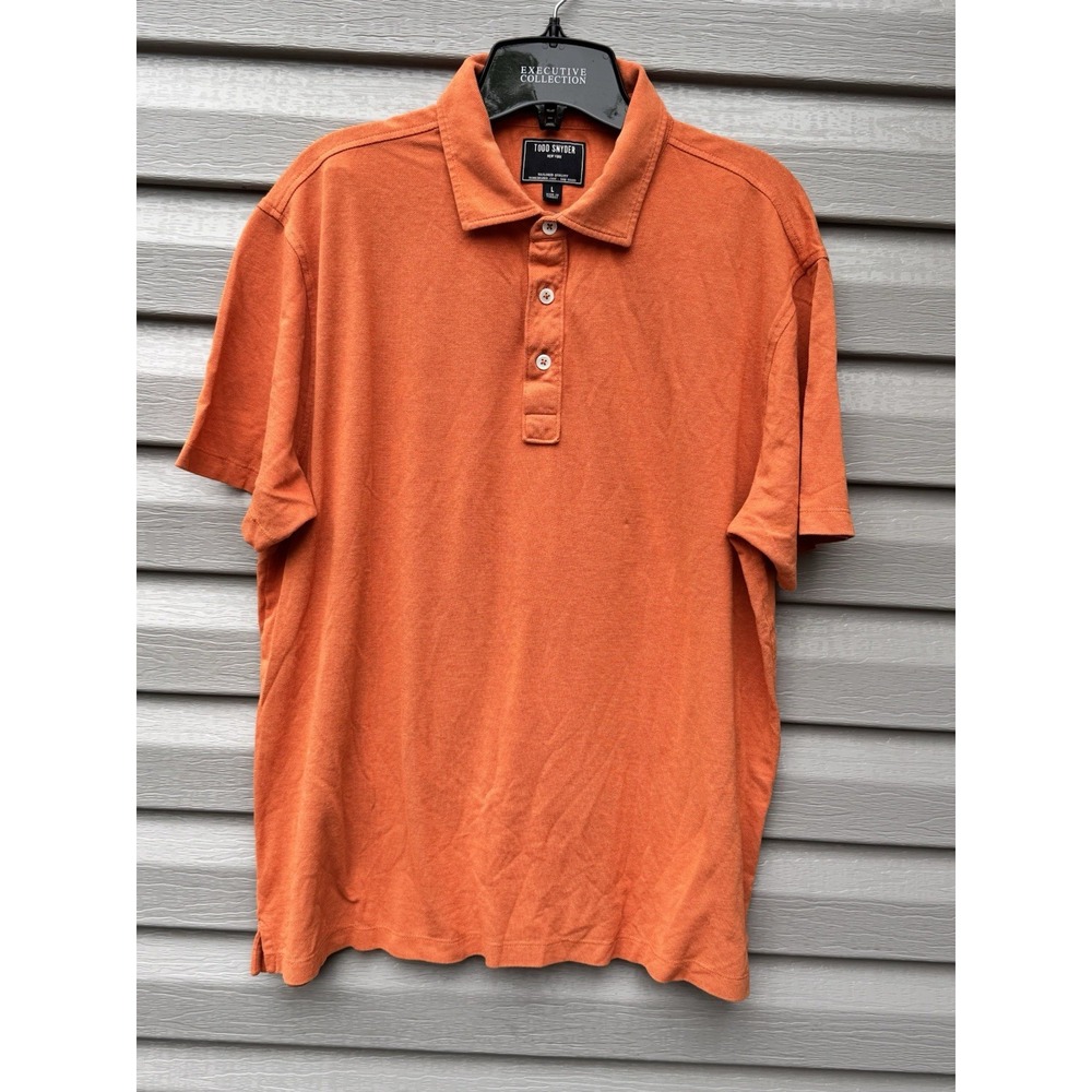 Todd Snyder Polo Shirt Mens Large Orange Pique Stretch Short Sleeve 3 Button